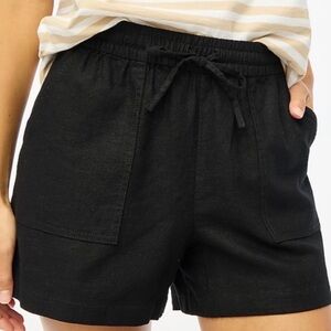 J.Crew Factory Linen Blend Drawstring Black Shorts - XS